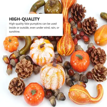 

60pcs Decorative Pumpkin Halloween Golden Fall Simulation Vegetables Photo Props