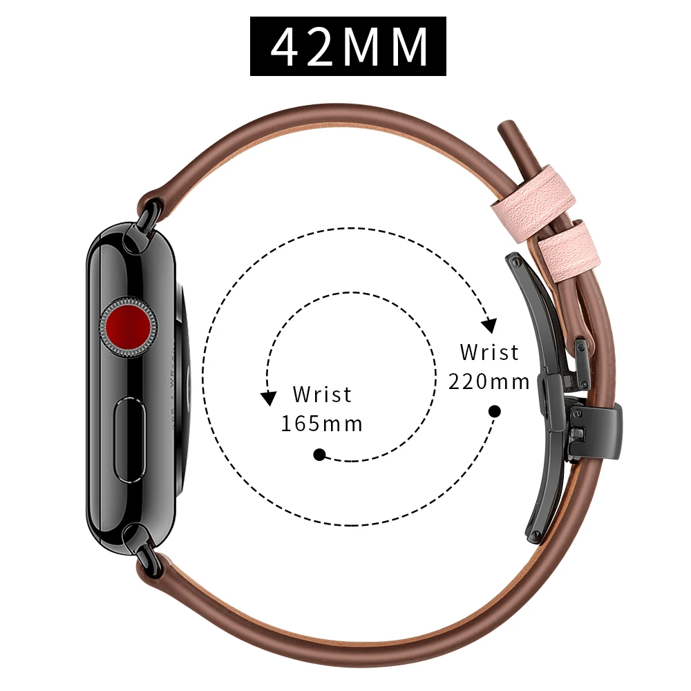 Ремешок с застежкой-бабочкой, кожаный ремешок для Apple Watch 4, 5, 44 мм, 40 мм, 42 мм, 38 мм, ремешок для часов iWatch Series 3, 2, ремень для браслета