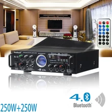 KYYSLB 12V110V220V 250 Вт* 2 Автомобильный Bluetooth усилитель аудио AV квадратный сценический профессиональный домашний усилитель USD FM с караоке реверберации