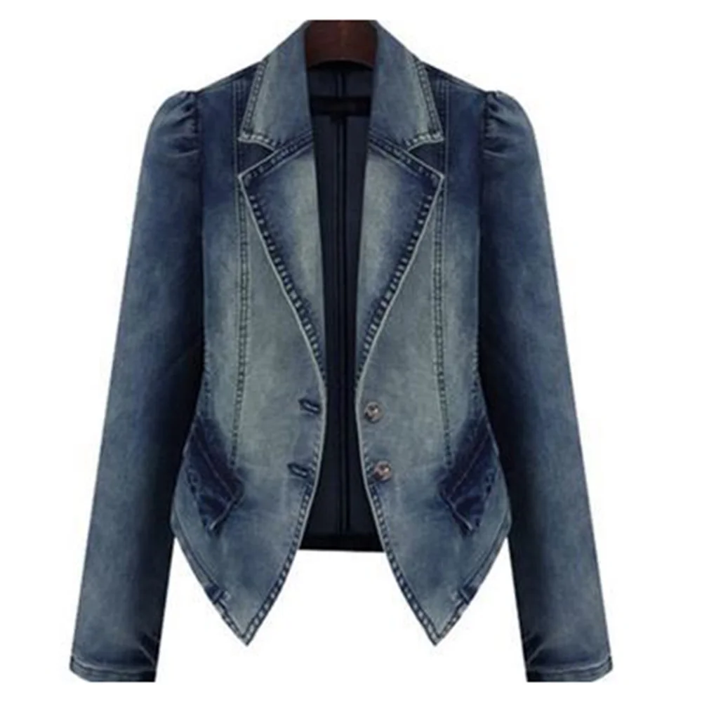 

Sisjuly Dark Blue Denim Jacket Coat Women Spring Winter Plus Size Punk Motorcycle Office Lady Work Short Outerwear Jeans Coats