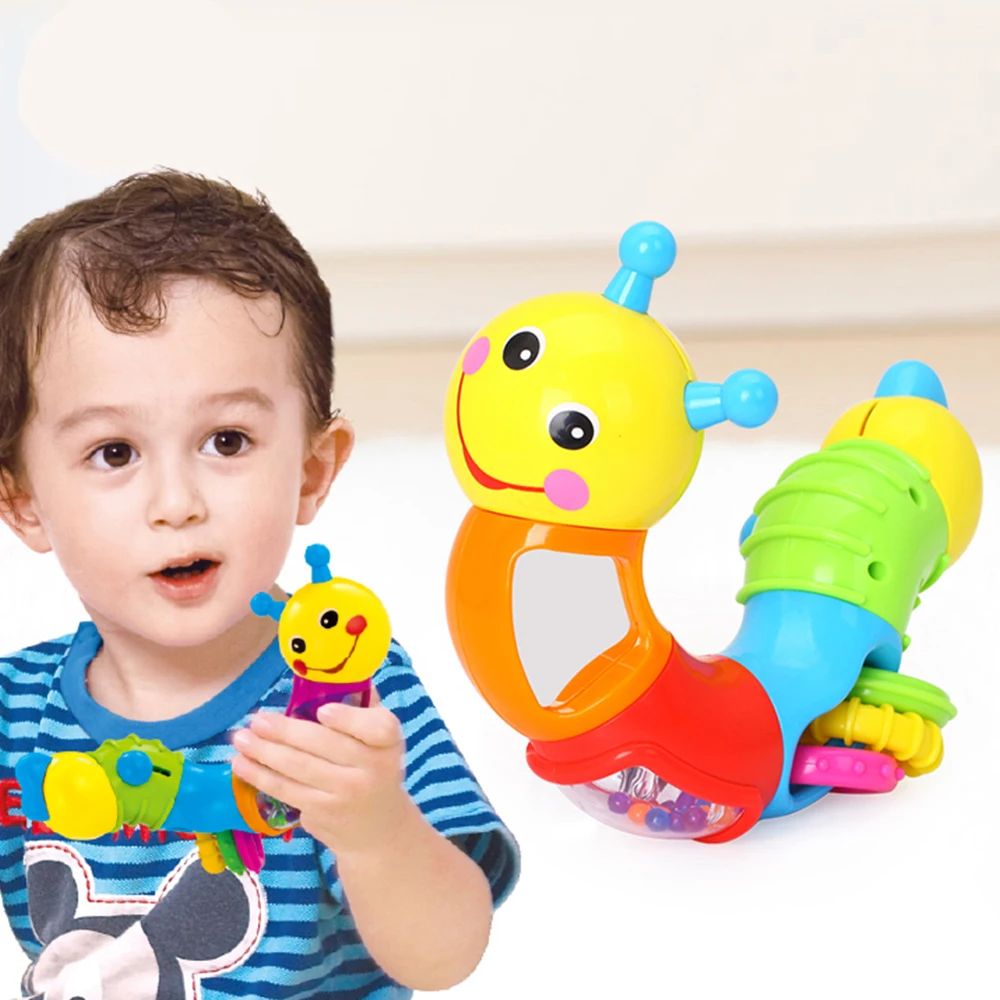 

Crawling bug toy Children educational baby rattle cute worm insert puzzle turn baby finger elastic training early education toys