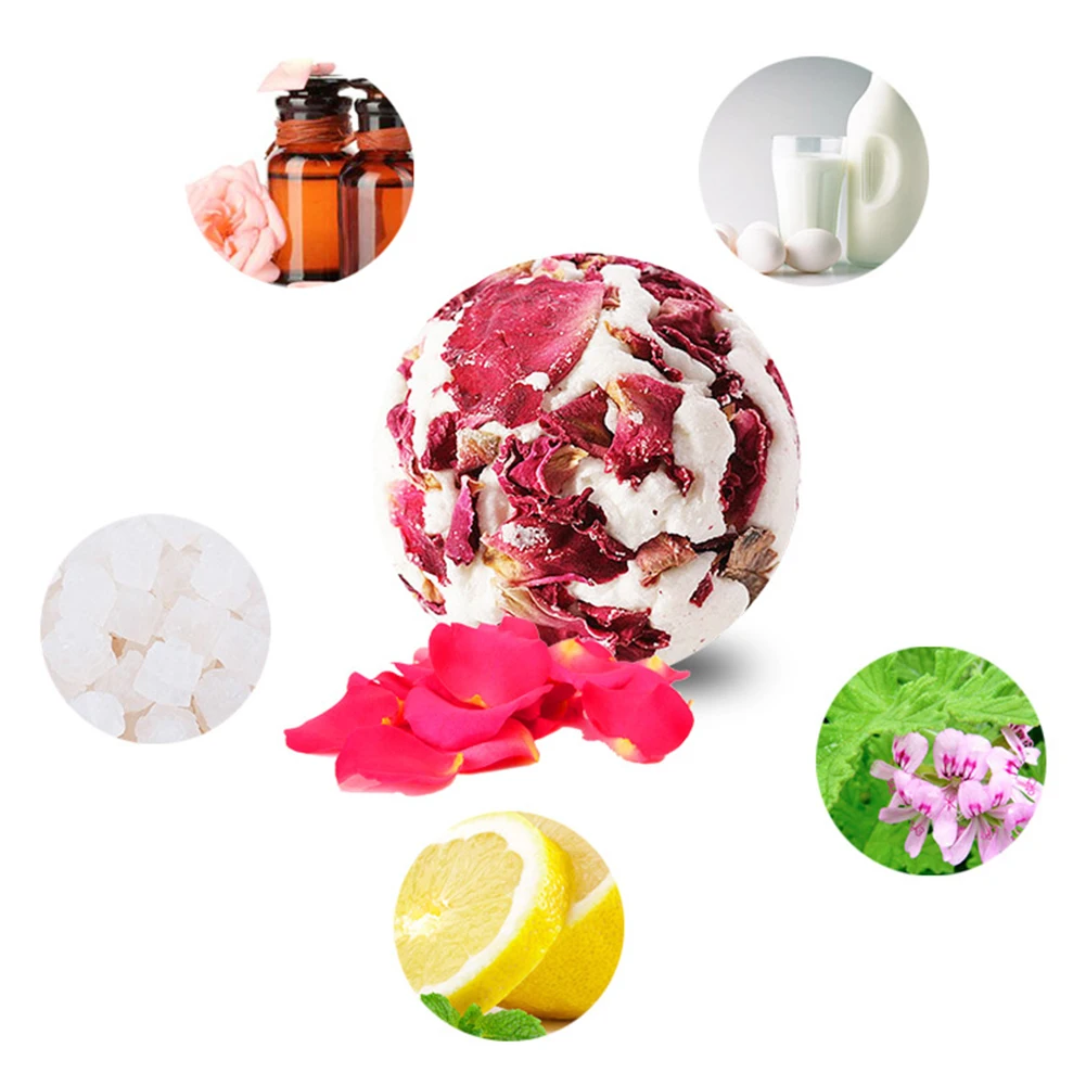 

Fragrant Deep Clean Salt Essential Exfoliating Shower Dried Flower Massage Milk Gift Rose Petals Skin Care Bath Ball Soothing