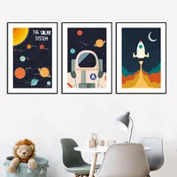 Space Astronaut Planet Rocket Milky Way Wall Art Print paper Canvas Painting Nordic Poster Wall Pictures For Living Room Decor