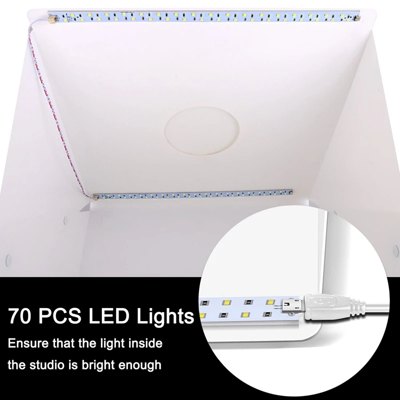 AAAE Top-17 Inches Portable Photography Photo Studio, Upgraded Version Led Light Portable Mini Photo Light Box Studio With 2Pcs