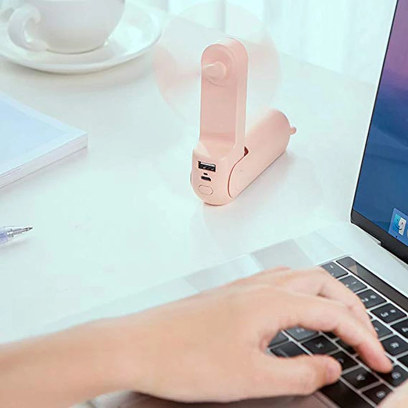 2 шт портативный мини-вентилятор милый маленький медведь Usb складной многофункциональный напольный вентилятор перезаряжаемый Настольный вентилятор для дома Розовый