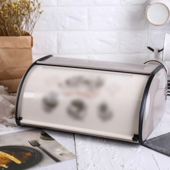 

ALLOMN 3 Colors Iron Bread Box Bread Box Bread Bin Roll Top Bread Bin Iron Body And For Food Storage Large Capacity