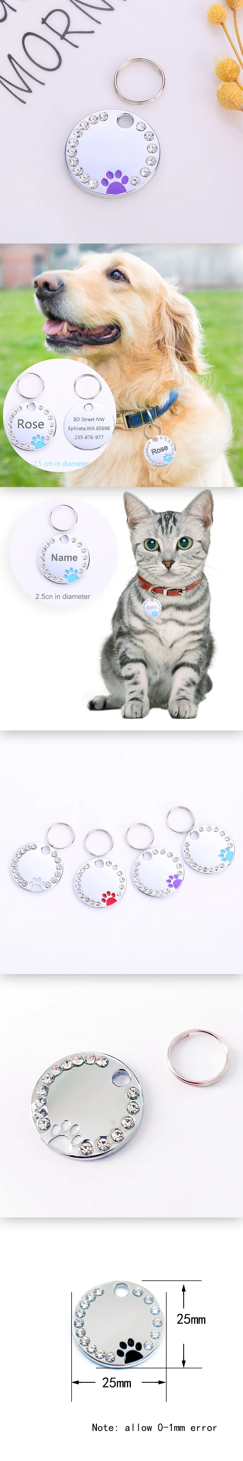 Freies Gravur Personalisierte Haustier Katze Name Tags Angepasst Hund ID Tag Kragen Zubehör Typenschild Anti-verloren Anhänger Metall-schlüsselanhänger – Detail 1