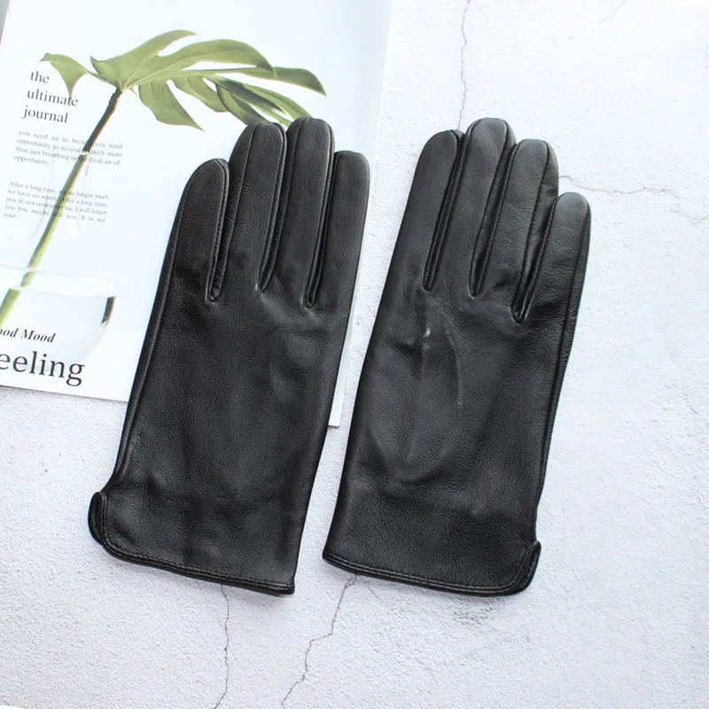 New sheepskin gloves men's leather unlined thin summer can touch screen outdoor sports driving riding gloves spring and autumn