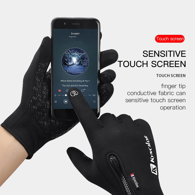 Kyncilor Shockproof Sponge Winter Warm Cycling Bicycle Bike Ski Outdoor Camping Cycling Hiking Gloves Sports Full Finger Black