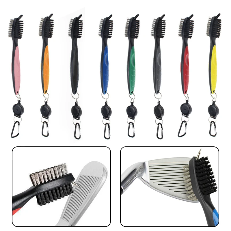 

1Pcs Club Brush Groove Cleaning Brush 2 Sided Putter Ball Groove Cleaning Tool With Carabiner