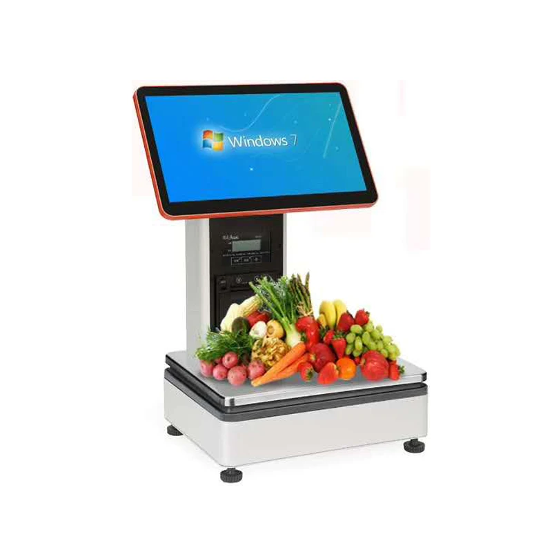 

New Digital Weight Scales All in One Cash Register Touch Screen POS with Built-in 58mm Thermal Printer for Fruit Shops