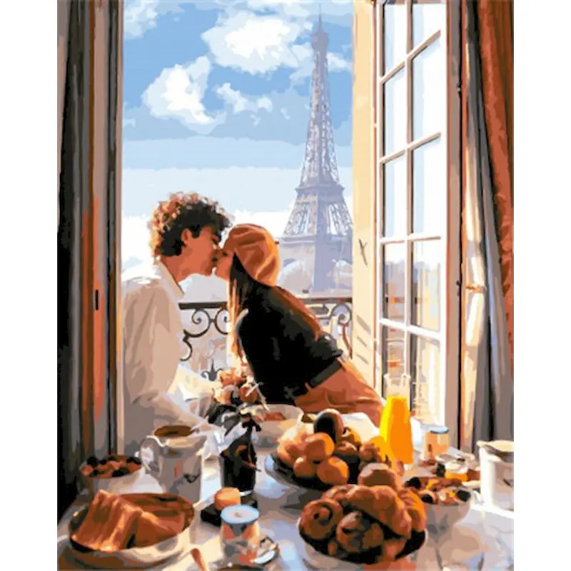 

GATYZTORY Frame Comantic Paris DIY Painting By Numbers Figure painting Paint By Numbers For Home Wall Art Picture Unique Gift