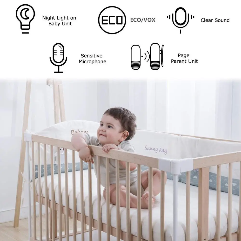 2.4Ghz Wireless Baby Monitor Small Portable Audio Baby Monitor Two-way Audio Function Intercom Rechargeable Battery wireless baby monitor