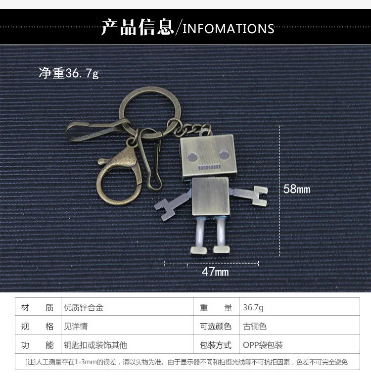 Производители в настоящее время доступны креативный Ретро робот-брелок активности модели роботов металлические подвески с ключиками
