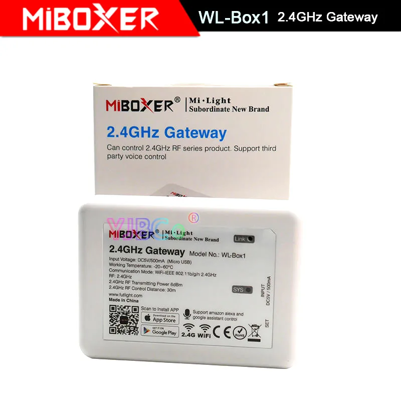 Miboxer WL-Box1 2,4 ГГц шлюз Wifi контроллер DC5V совместим с системой IOS/Andriod Беспроводное управление через приложение для светодиодной ленты светильник