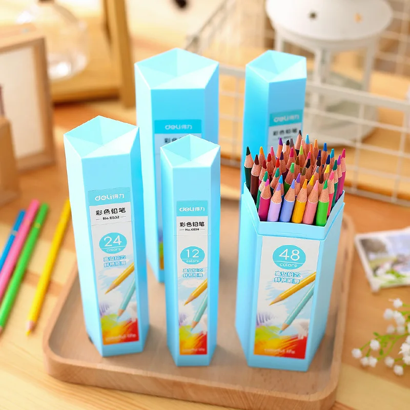 

Deli Children Colored Pencil 18 Colors 24 Color 36 Color 48 Color for Student Painted Painting Coloring Painting Color Lead