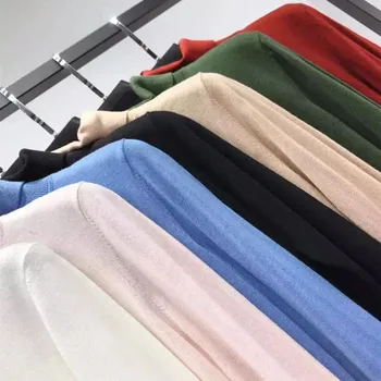 

Women Sweater 2019 Autumn /Winter New Seven-color Silk Cotton High Collar Sweater