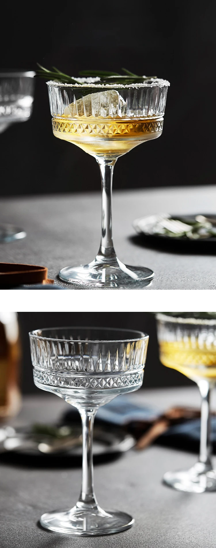 European-Style Engraved Champagne Glass High-Footed Martini Goblet  Household Dessert Cup Creative Cocktail Cups Bar