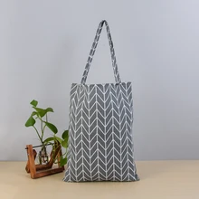 1 шт. Экологичная хозяйственная сумка Экологичная многоразовая складная сумка женская повседневная клетчатая льняная хлопковая парусиновая хозяйственная сумка через плечо