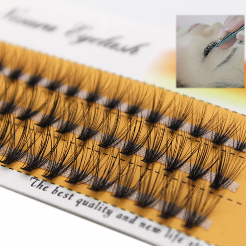 60pcs Professional Makeup Individual Cluster Eye Lashes 10D C Curl Grafting Fake Eyelashes
