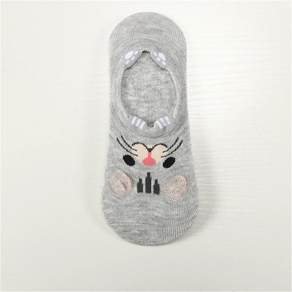 5 пар = 10 шт., женские носки с героями мультфильмов красивые хлопковые носки короткие носки с ушками животных для девочек Harajuku, дышащие носки