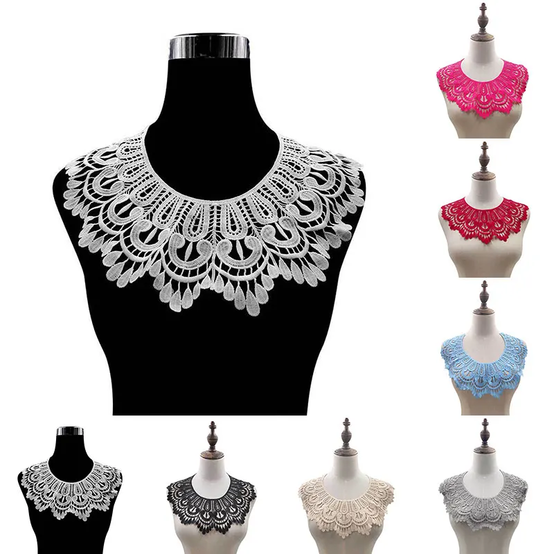 White Fliyeong Premium Quality DIY Embroidery Lace Hollow Neckline Neck Collar Trim Clothes Sewing Applique 