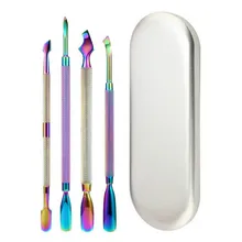 4 шт./компл. двухсторонний инструмент для Радуга хамелеон лак для ногтей искусство кутикулы толкатель резак Nipper Машинка для удаления омертвевшей кожи Маникюр Nail Art Инструмент