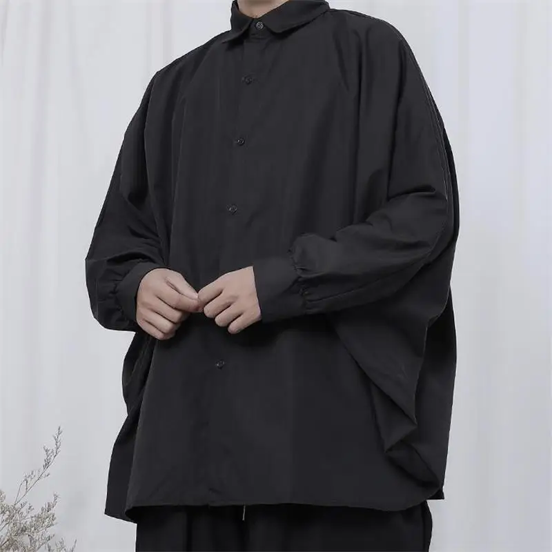Men's Long Sleeve Shirt Spring And Autumn New Japanese Yamamoto Dark Personality Bat Sleeve Super Loose Large Shirt