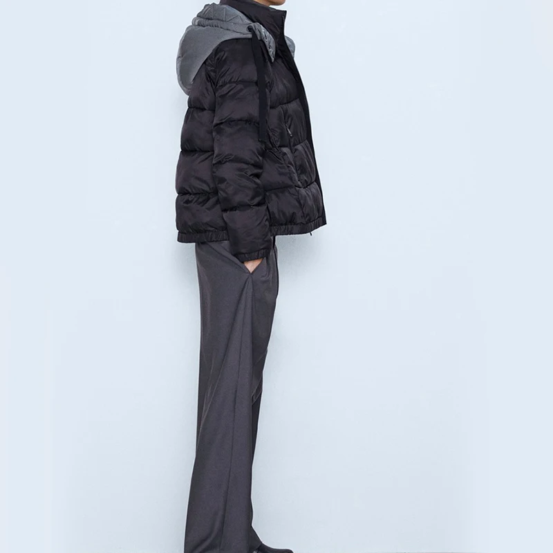 11,11 ZA пуховик зимний женский Трендовое декоративное повседневное пальто из хлопка с капюшоном яркого цвета для улицы и отдыха