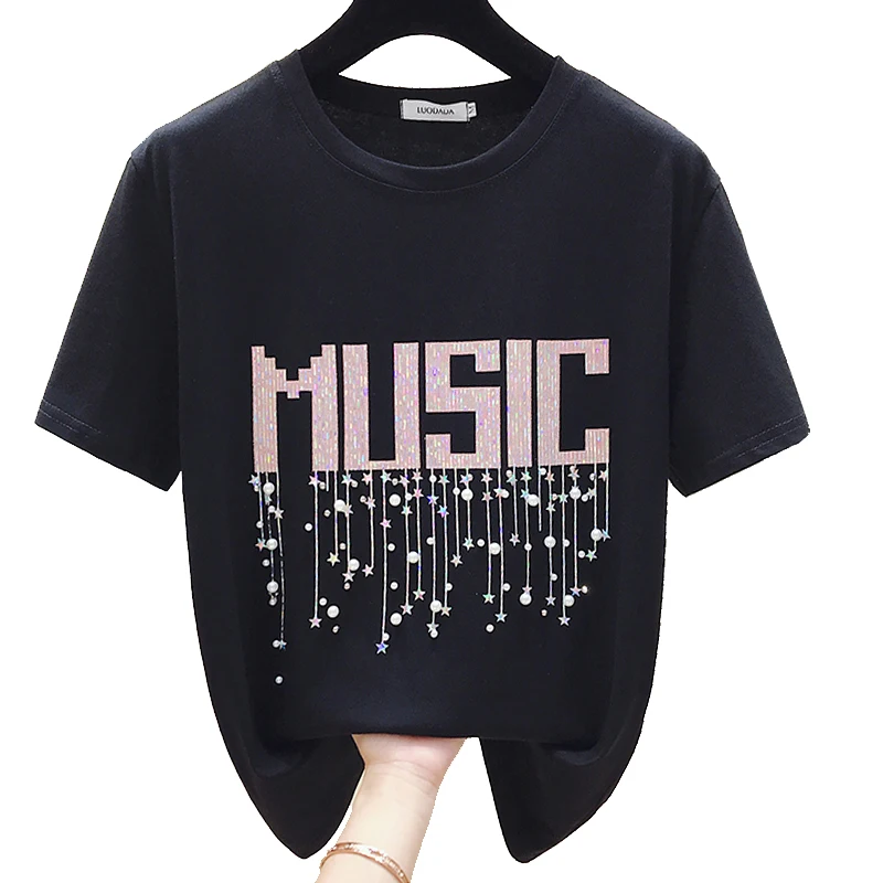 

Женская футболка с металлическими блестками Zuolunouba, свободная футболка с коротким рукавом и пентаграммой, лето 2020