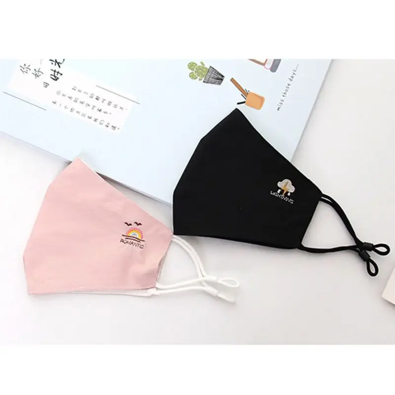 Fresh Style Summer Ice Silk Cool Dust Mouth Mask Weather Rainbow Cloud Embroidered Breathable Adjustable Candy Color Respirator