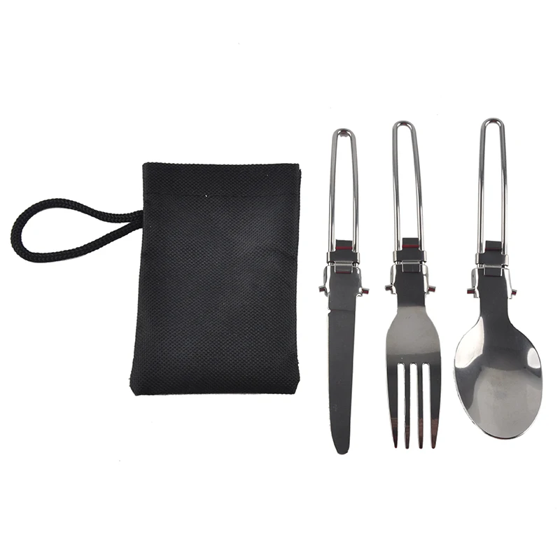 

Folding Knife Fork Picnic Dinnerware Set Portable Stainless Steel Foldable Outdoor Travel Camping Tableware Set Cutlery