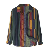 Men Linen Cotton Short Sleeve Shirt Summer Floral Loose Baggy Casual Shirts Tops Holiday Beach Men's Hawaii Shirts - Image 3