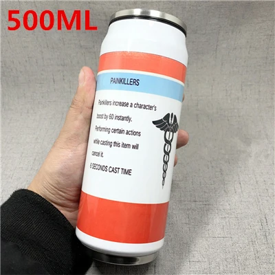 500ML Игра PUBG Playerunknown's Battlegrounds косплей реквизит Painkiller Anodyne энергетический напиток из нержавеющей стали чашка-термос Новинка - Цвет: 500ML