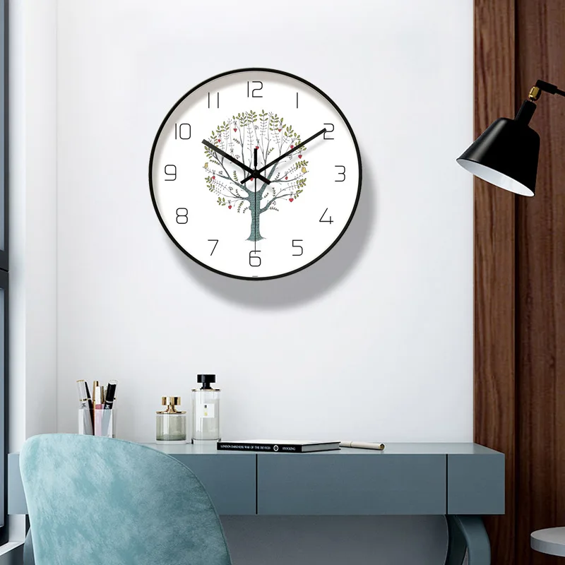 [EOPU 102" Black And White with Pattern-Style Metal Wall Clock Living Room/Bedroom/Restaurant-Ring for a Generation of Fat