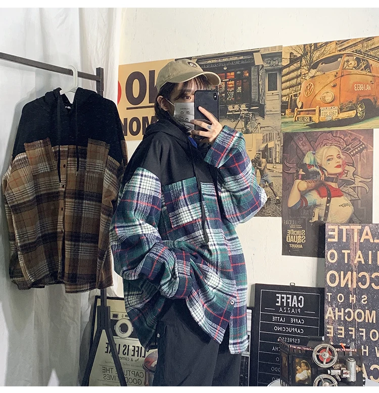 Privathinker мужские и женские клетчатые повседневные корейские шерстяные куртки, Женская утолщенная теплая одежда с капюшоном, пальто, модная верхняя одежда для пары
