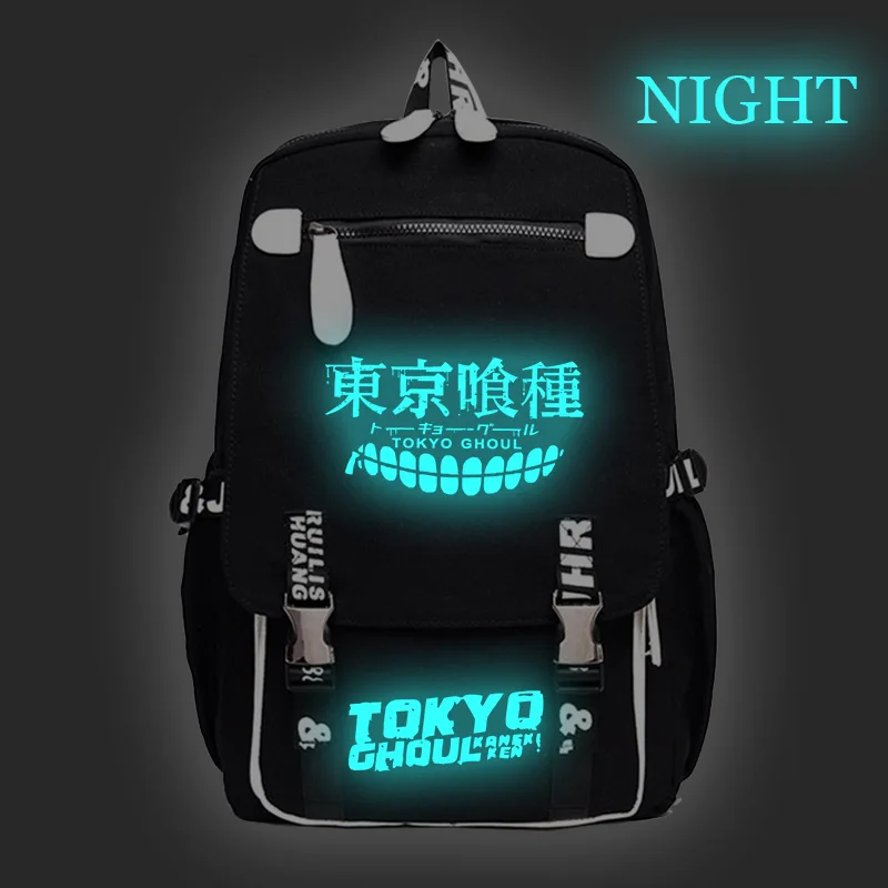 Tokyo Ghoul Kaneki Ken Anime Designer Backpack Bag Book Bag School Travel Laptop Bags Metal Button Front Zipper Canvas Mochila