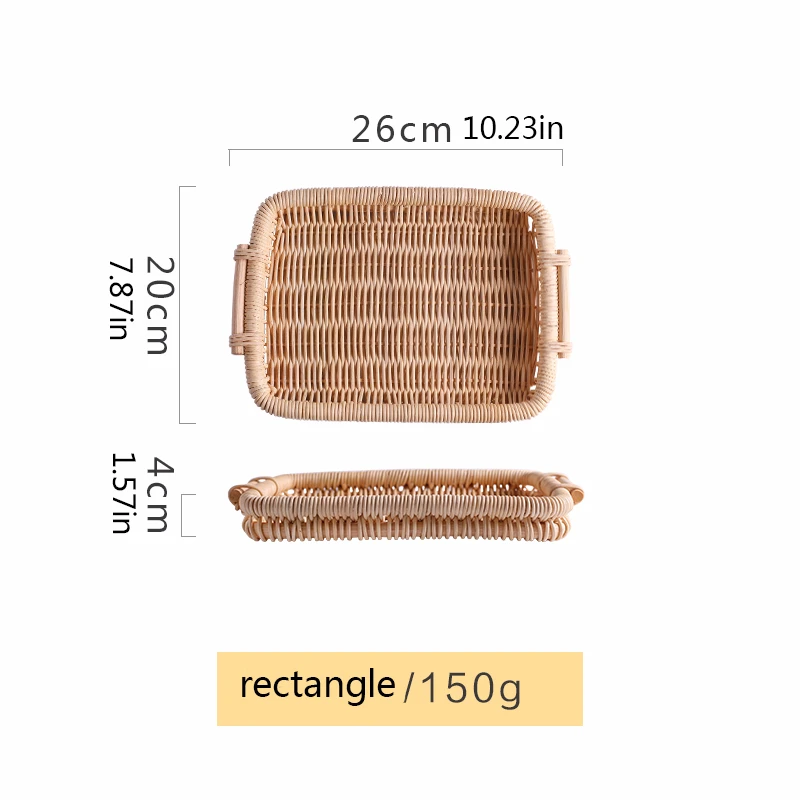 Handmade Bamboo Weaving Storage Bread Basket Fruit Dish Rattan For Kitchen Organizer Food Picnic Tray Container Panier Osier - Цвет: rectangle