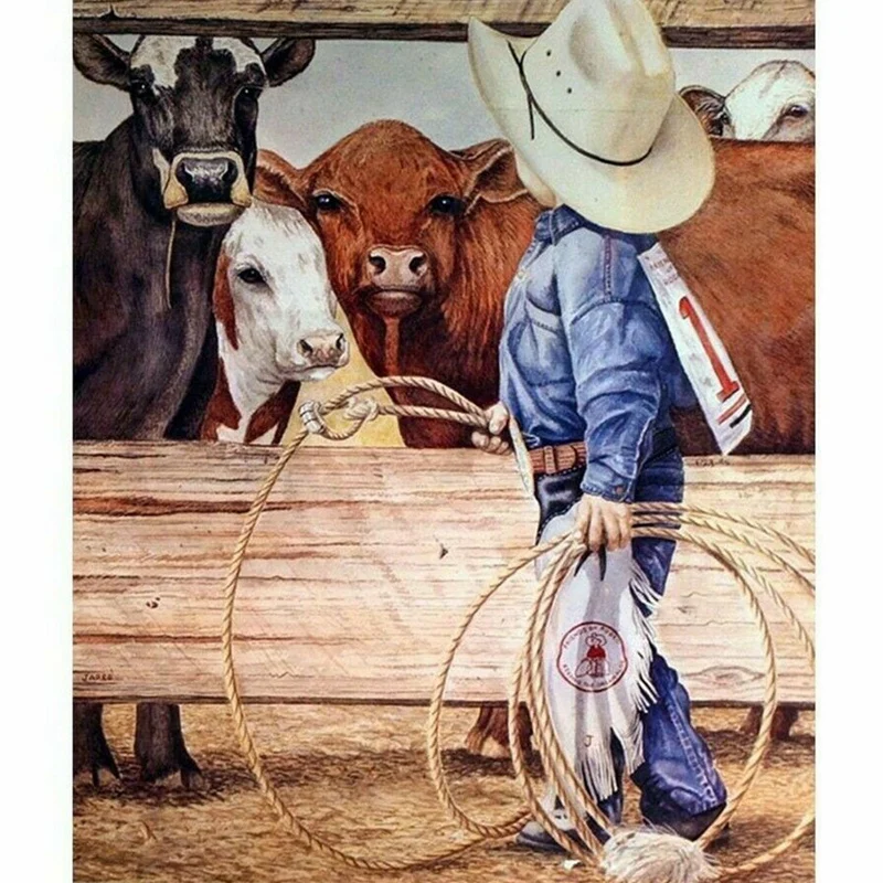 

Diamond Cowboy Portrait Painting Design Embroidery Full Square Drills Decoration