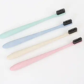 

10 family suits Wheat straw adult soft bamboo charcoal toothbrush (3 sets minimum order) to protect oral cleaning