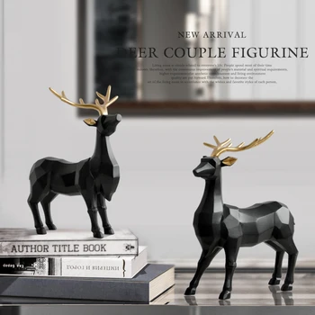 

Polyresin Figurine Decoration Animal Statue Living Room Ornaments Sculpture Creative Resin Modern Deer Craft Gift for Home Decor