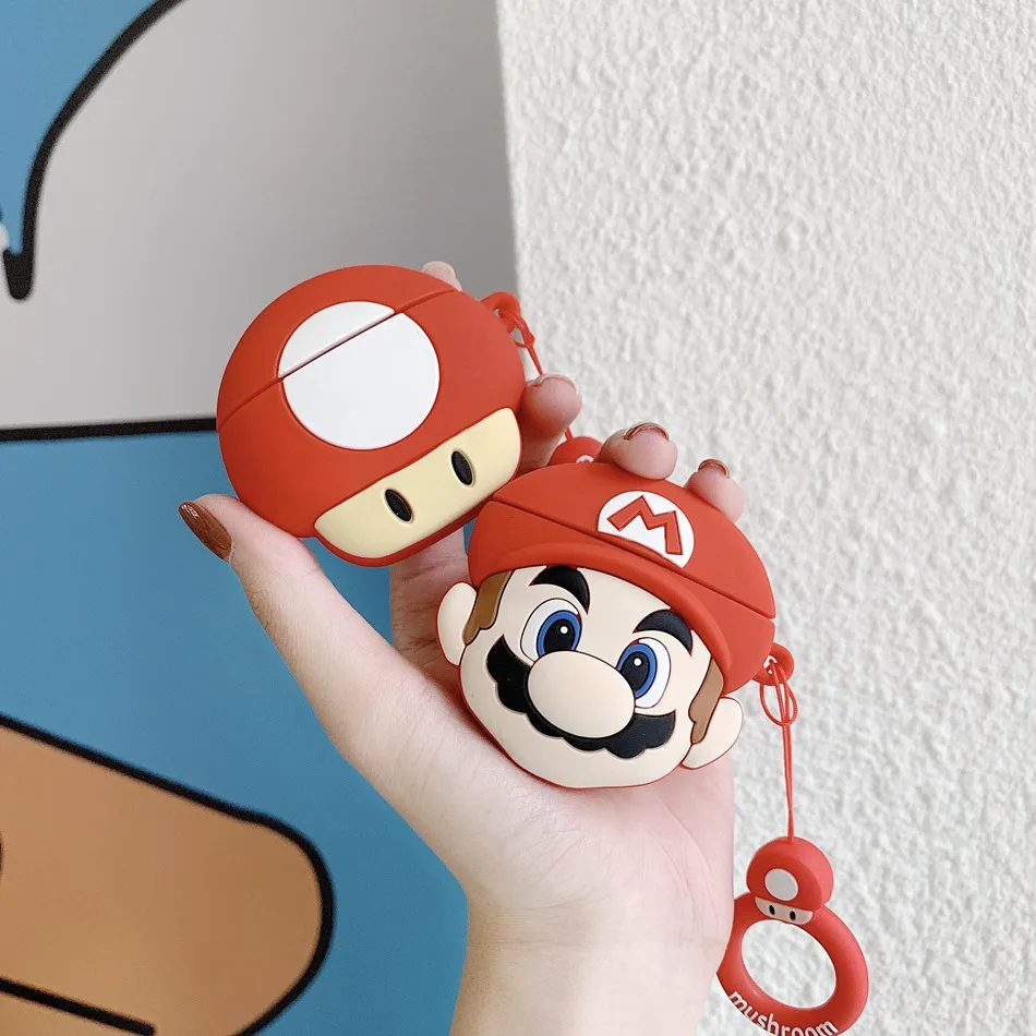3D Силиконовый Забавный чехол с рисунком из мультфильма Супер Марио Bros чехол для Air Pods 1 2 Чехол для наушников для Apple Airpods силиконовый чехол s Funda