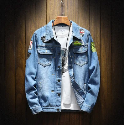

Autumn And Winter MEN'S Jacket Coat 2015 Trend Slim Fit Hole & Patch Large Size Cowboy Jacket