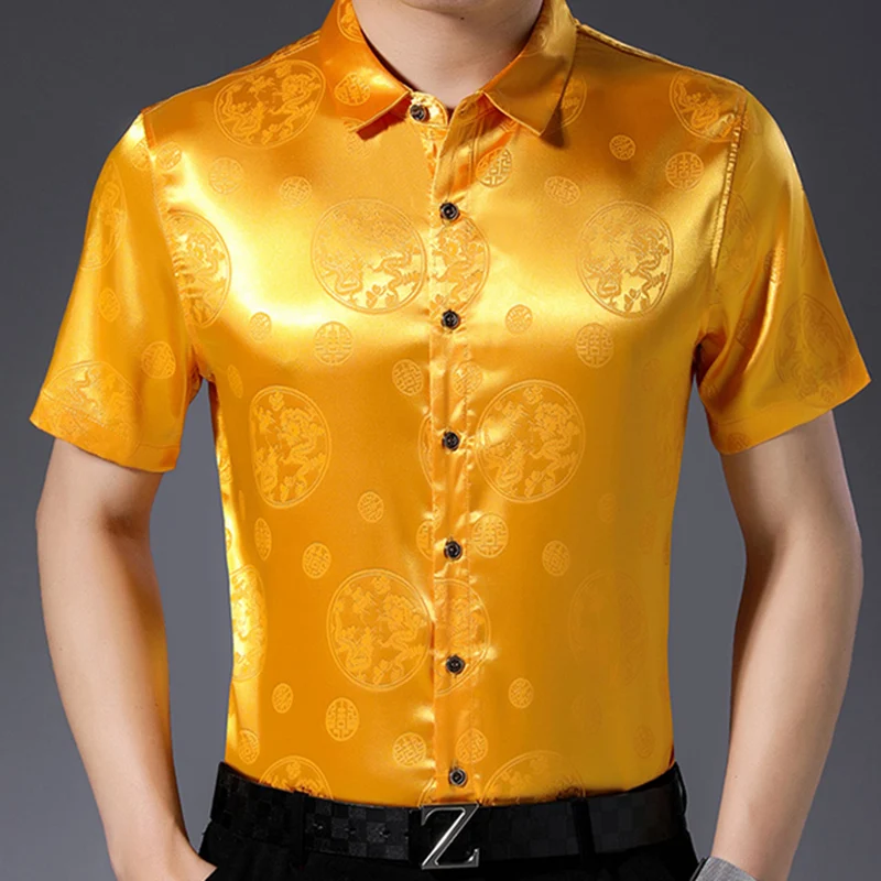 Gold Silk Shirts For Mens Satin Shirts 