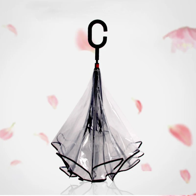 

Reverse umbrellas transparent umbrellas double-layer non-holding long handle umbrellas for both men and oversized wind proof