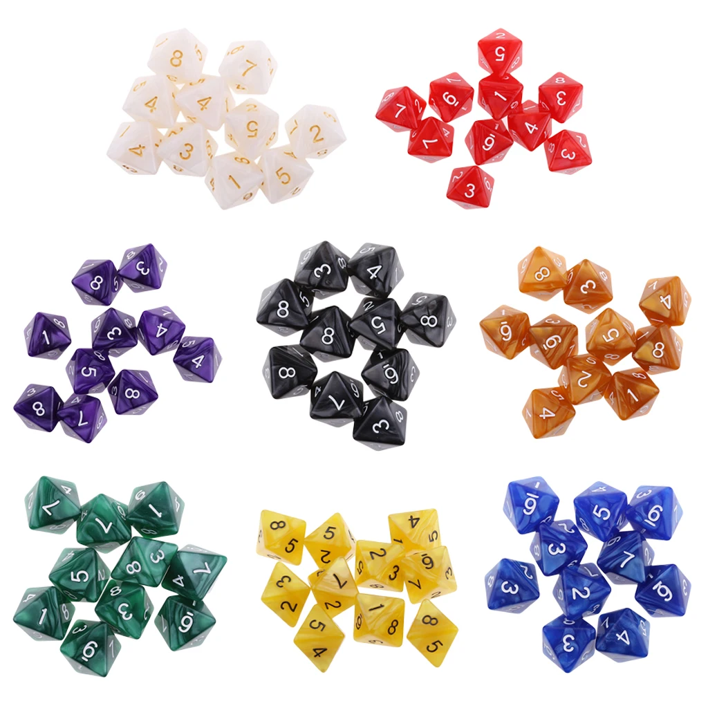 10pcs 8 Sided Dice D8 Polyhedral Dice for Party Table Games Gaming Dice Birthday Parties Board Game