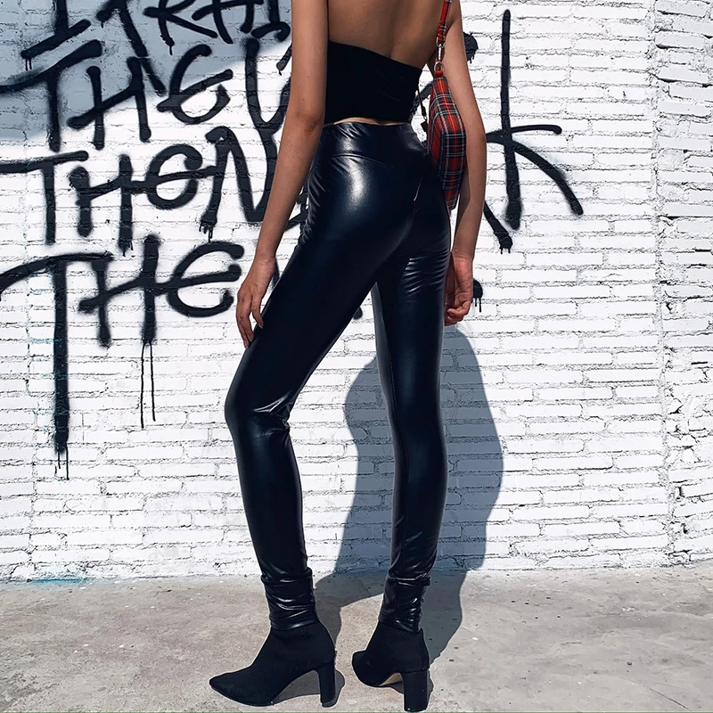 scrunch bottom leather pants
