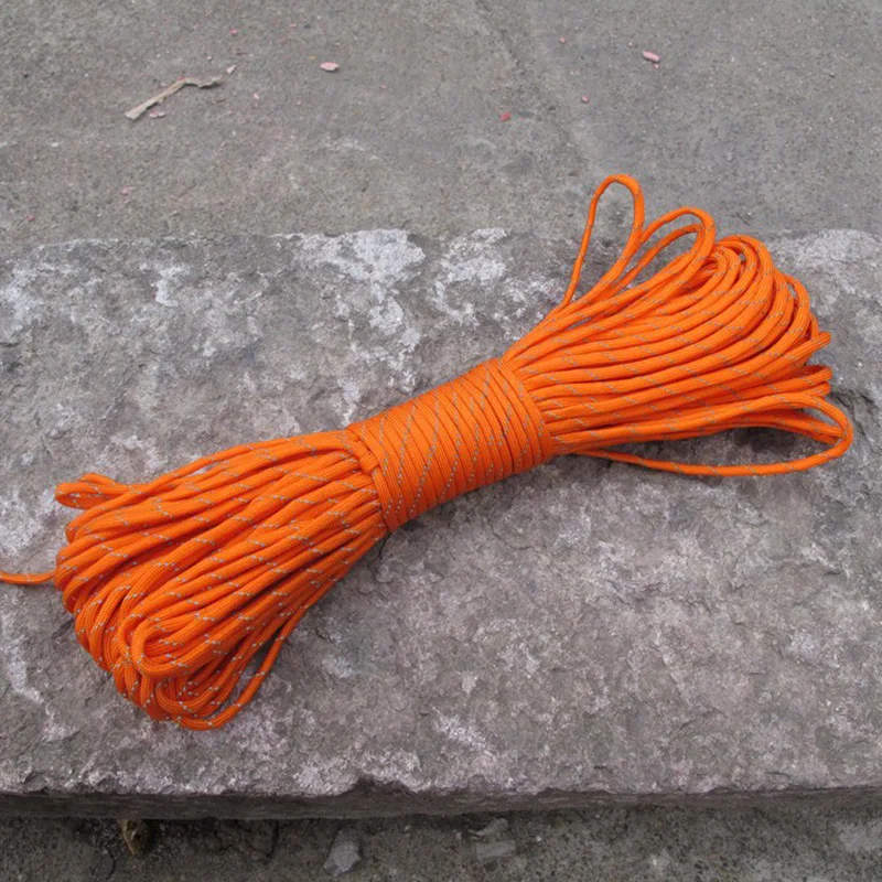 High Reflective 9-cores 550 Military Standard Paracord 100FT Paratrooper Rope lifeline survival rope outdoor escape tent rope - Цвет: Orange