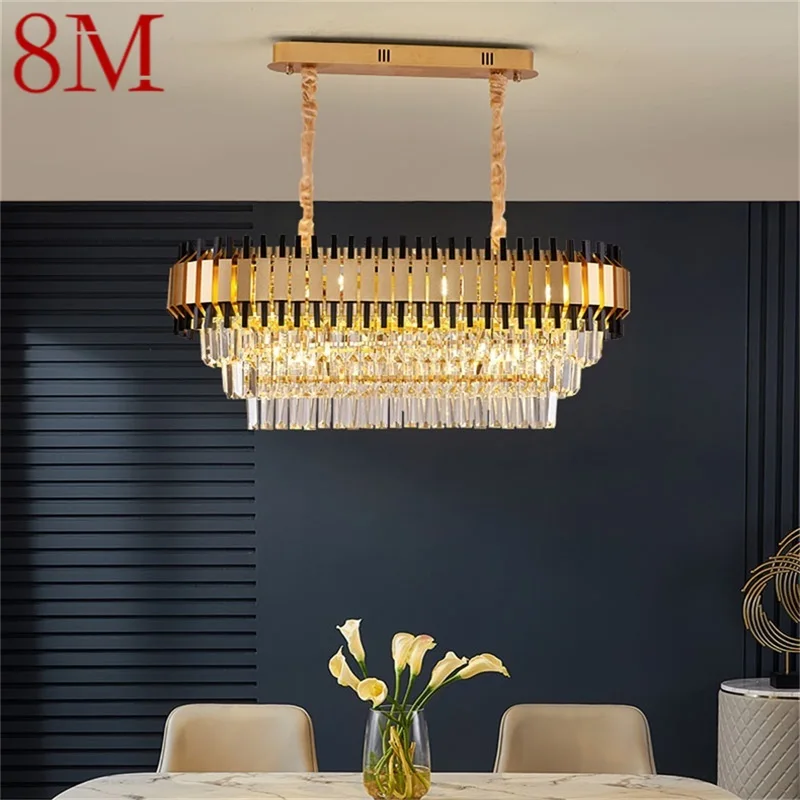 

8M Postmodern Chandelier Rectangle Fixtures Crystal Pendant Lamp Luxury Light LED Decorative for Home