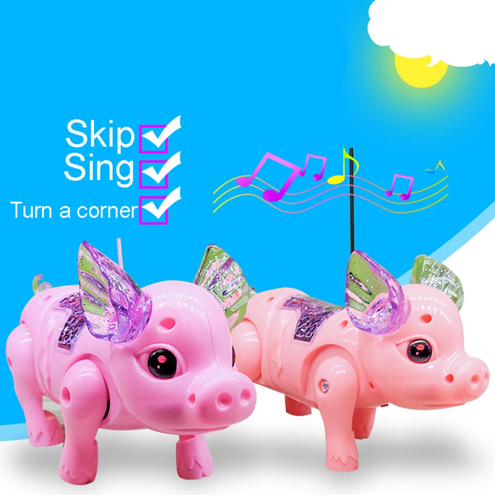 Электрический светодиодный светильник музыкальная свинья животное с поводком ходьба Рождественская игрушка Детские развивающие игрушки для детей подарок